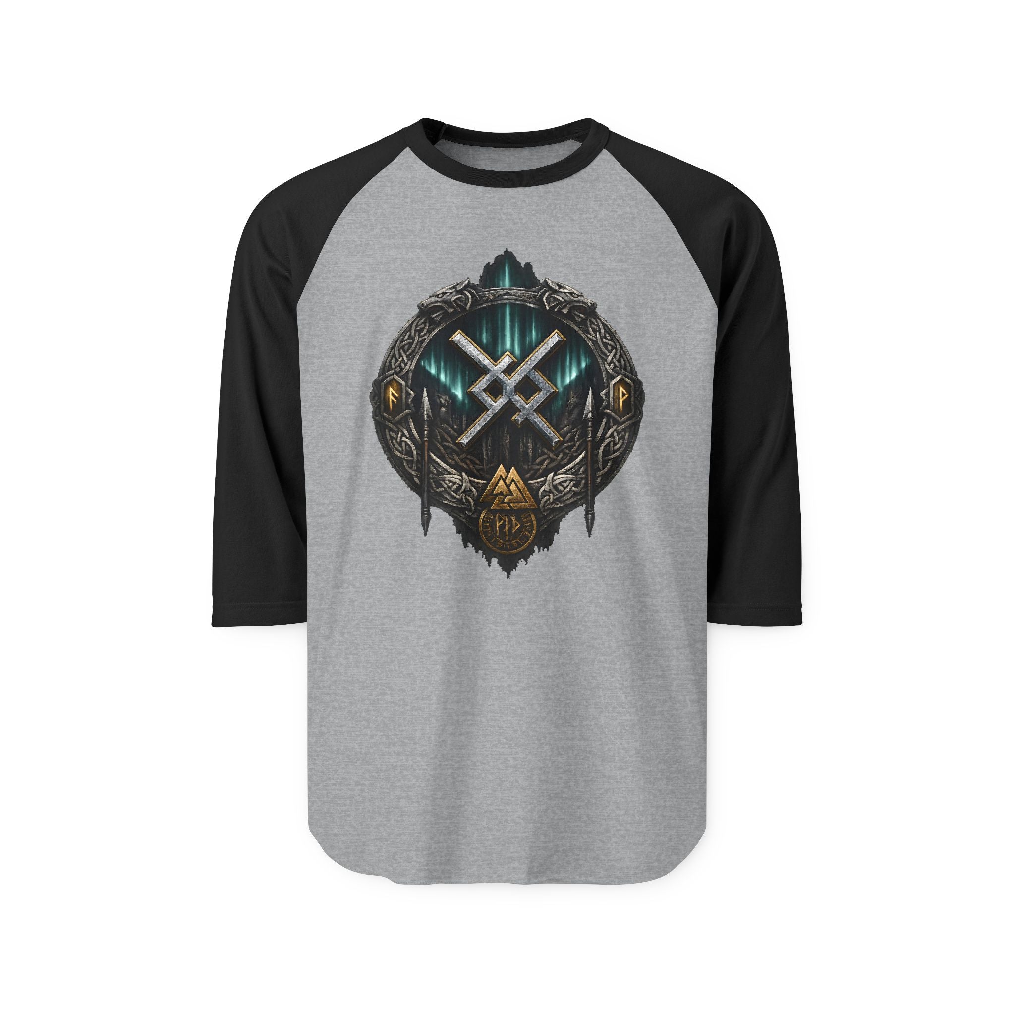 Aurora Eternal Love Rune Raglan Shirt | Norse Viking 3/4 Sleeve | Black Rune Works