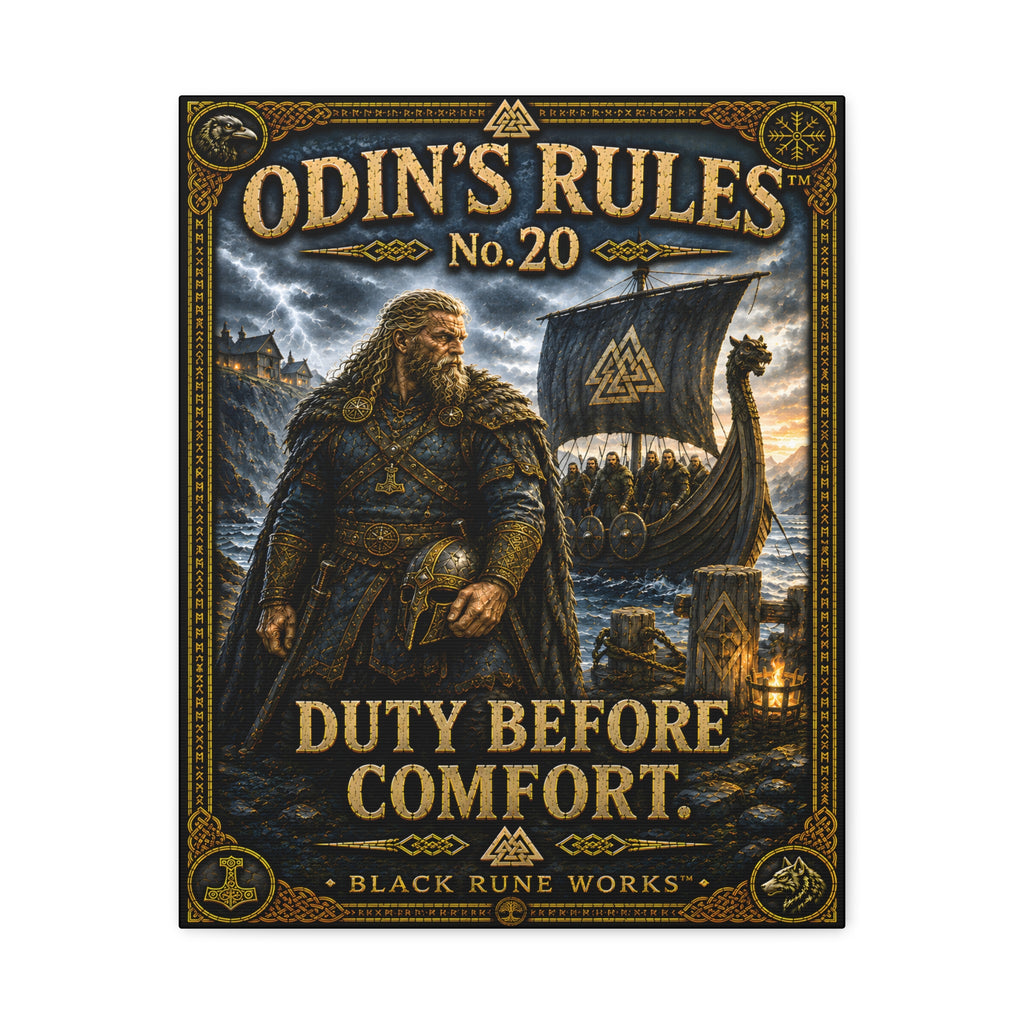 ODIN'S RULES™ No. 20 – Duty Before Comfort | Viking Canvas Wall Art