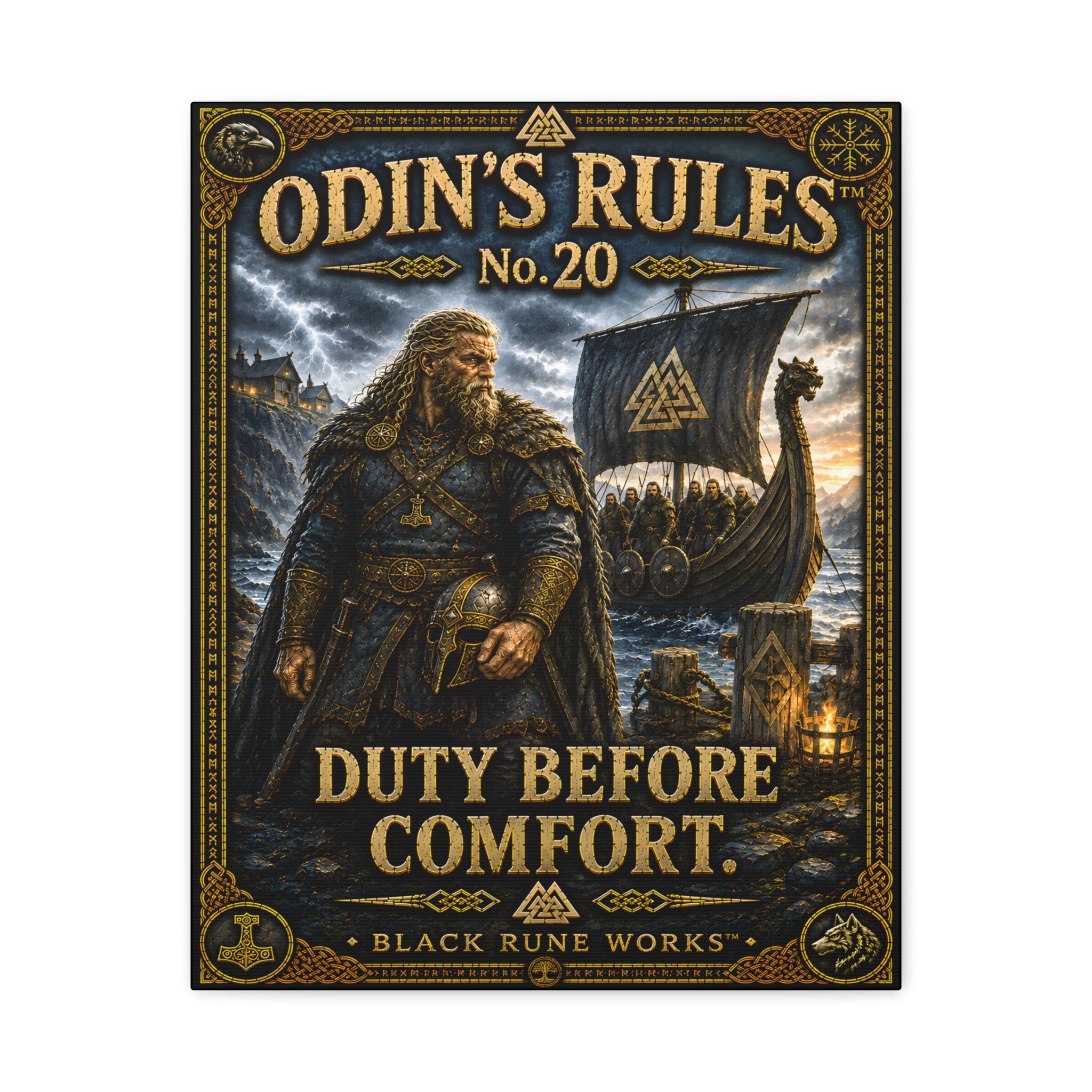 ODIN'S RULES™ No. 20 – Duty Before Comfort | Viking Canvas Wall Art