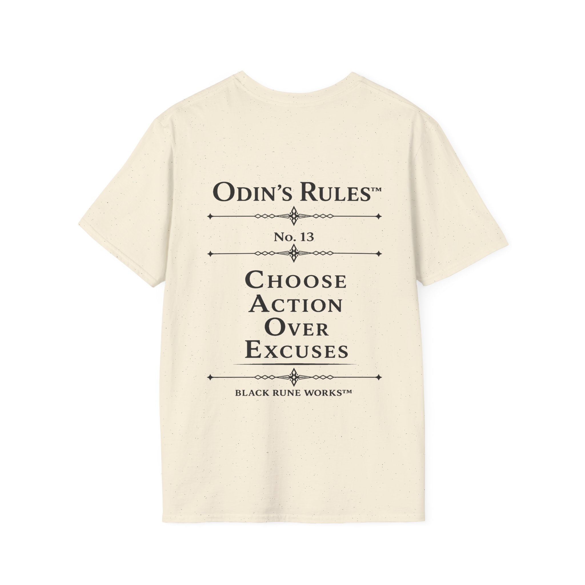 ODIN'S RULES™ Rule #13 | Choose Action Over Excuses | Viking Norse Warrior Shirt | Black Rune Works