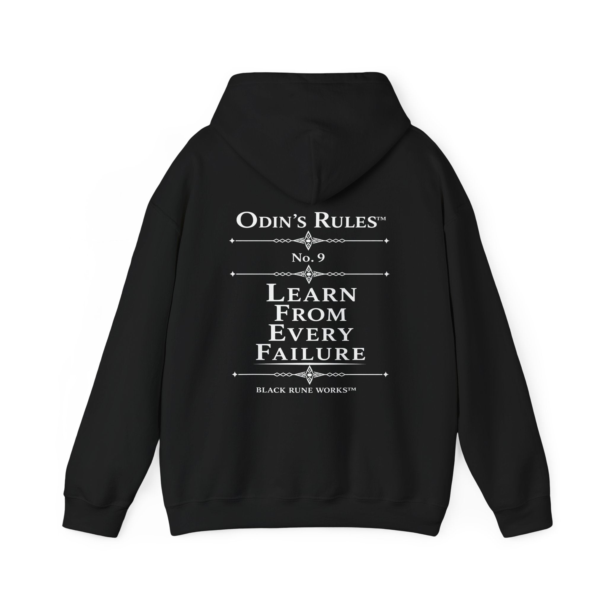 Odin's Rules™ Rule #9 | Learn From Every Failure | Viking Norse Warrior Hoodie | Black Rune Works