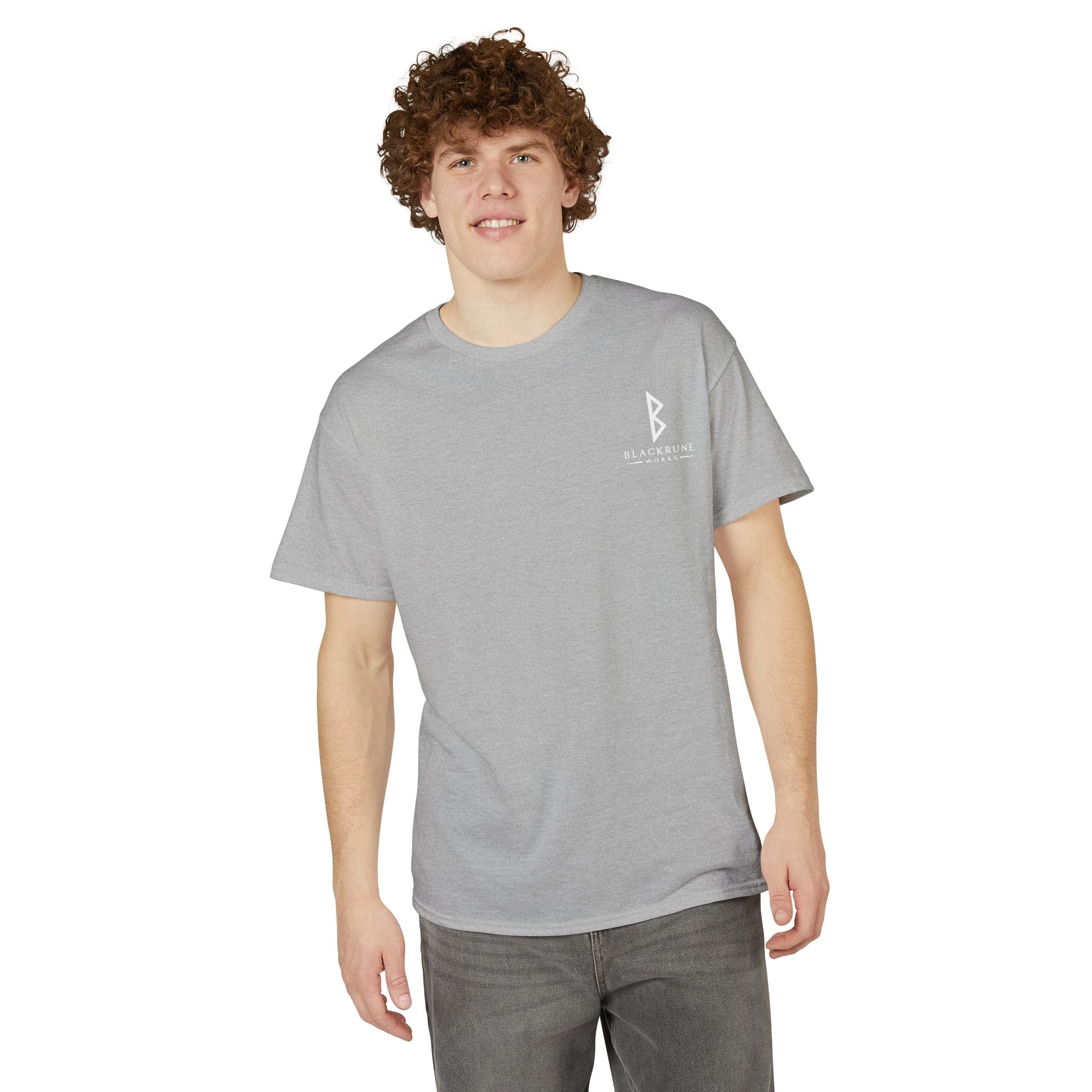 Black Rune Works Signature DryBlend T-Shirt Front and Back Logo
