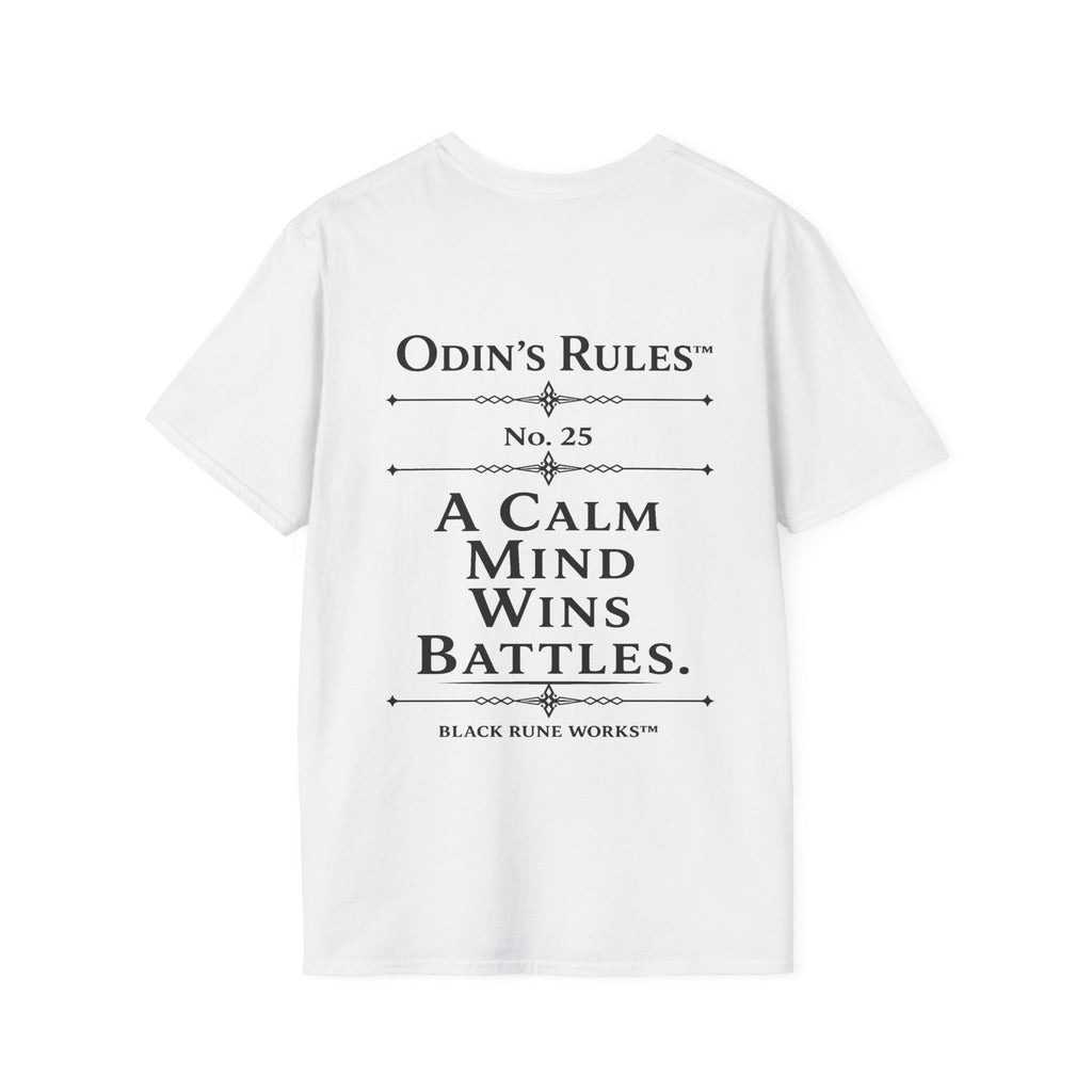 ODIN'S RULES™ Rule #25 | A Calm Mind Wins Battles | Viking Norse Warrior Shirt | Black Rune Works