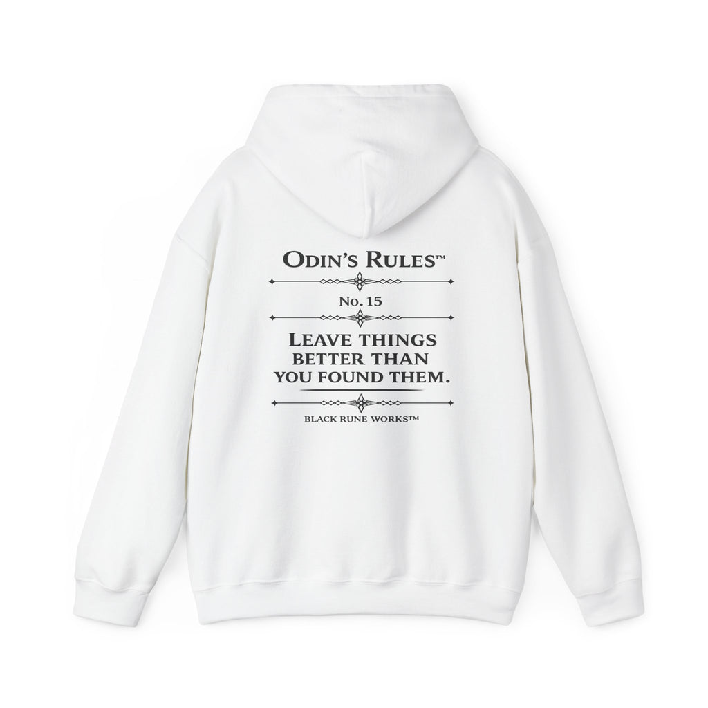 ODIN'S RULES™ Rule #15 | Leave Things Better Than You Found Them | Viking Norse Warrior Hoodie | Black Rune Works