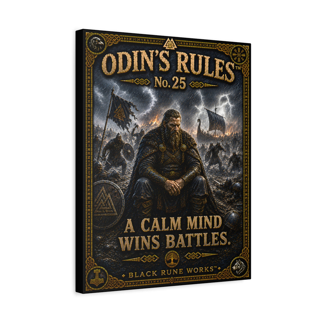 ODIN'S RULES™ No. 25 – A Calm Mind Wins Battles | Norse Motivational Canvas