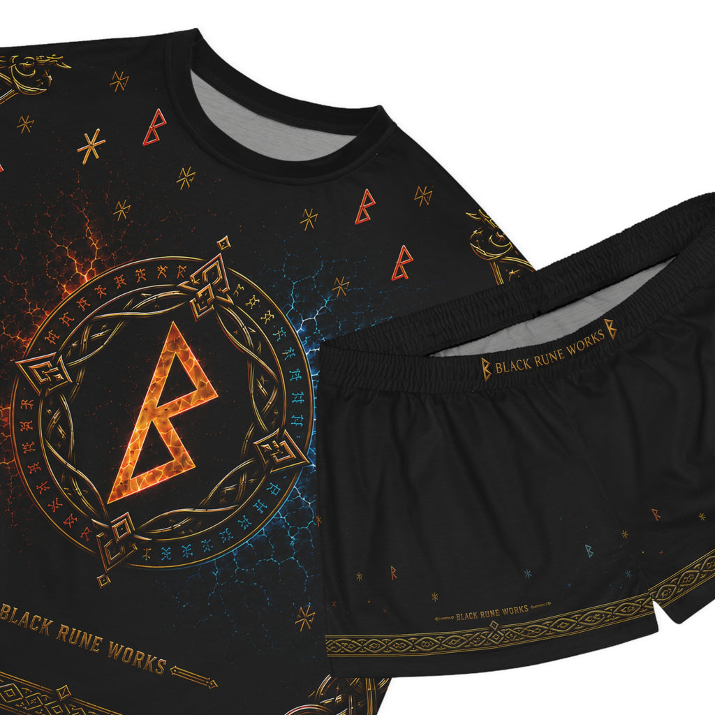 Women’s Rainbow Rune Short Pajama Set | Black Nordic Sleepwear | Black Rune Works