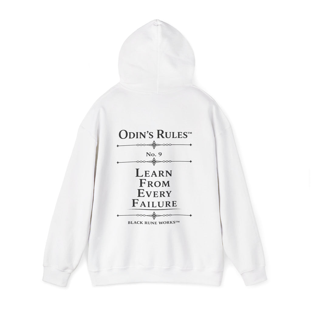 Odin's Rules™ Rule #9 | Learn From Every Failure | Viking Norse Warrior Hoodie | Black Rune Works
