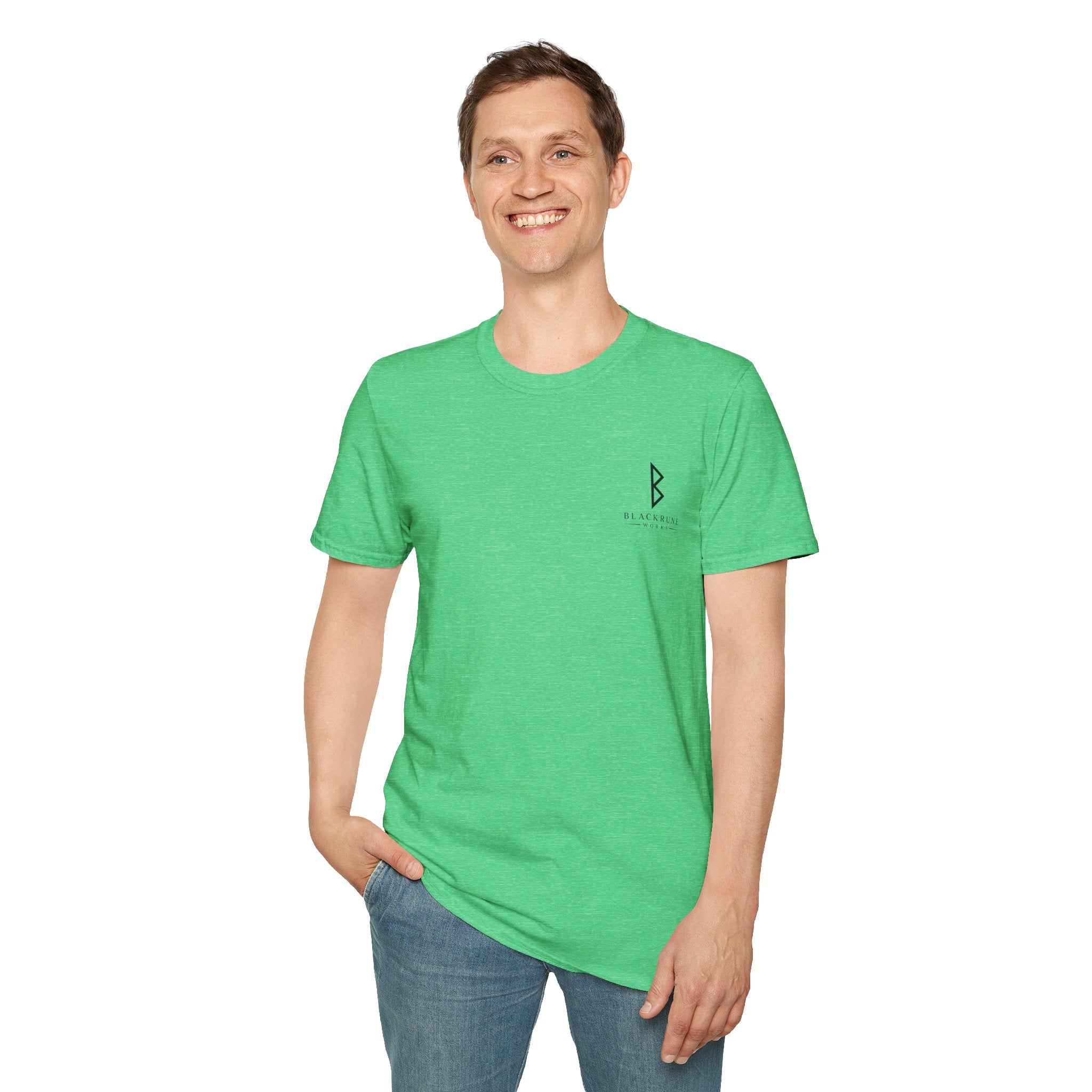 Black Rune Works Logo T Shirt Front and Large Back Logo