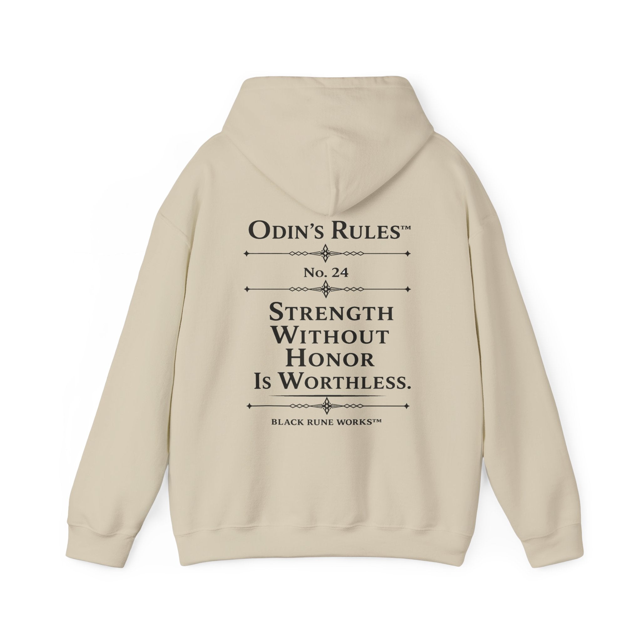 ODIN'S RULES™ Rule #24 | Strength Without Honor Is Worthless | Viking Norse Warrior Hoodie | Black Rune Works