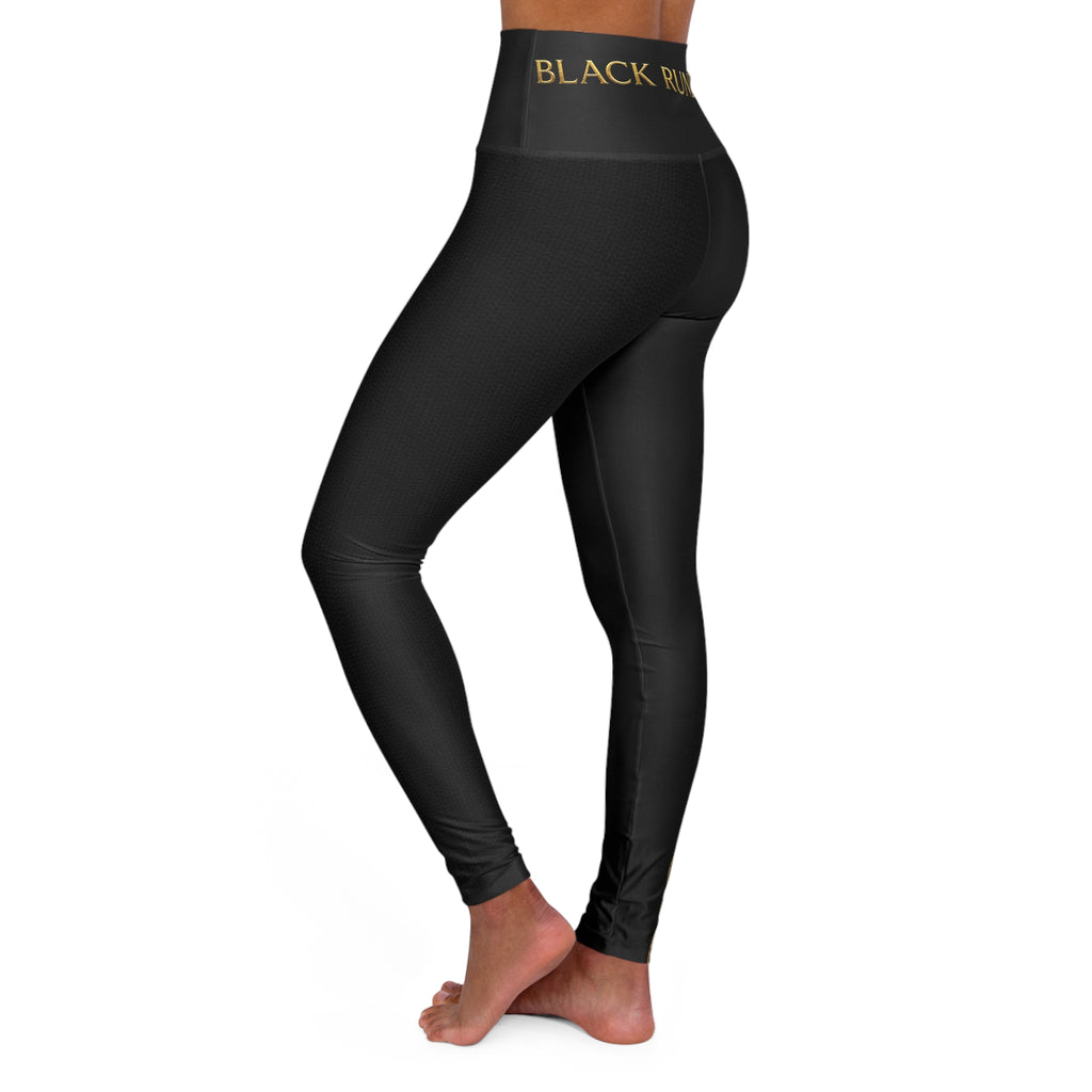 Women’s Bold Celtic Knot Leggings | Black & Gold Nordic Rune Yoga Pants | Black Rune Works