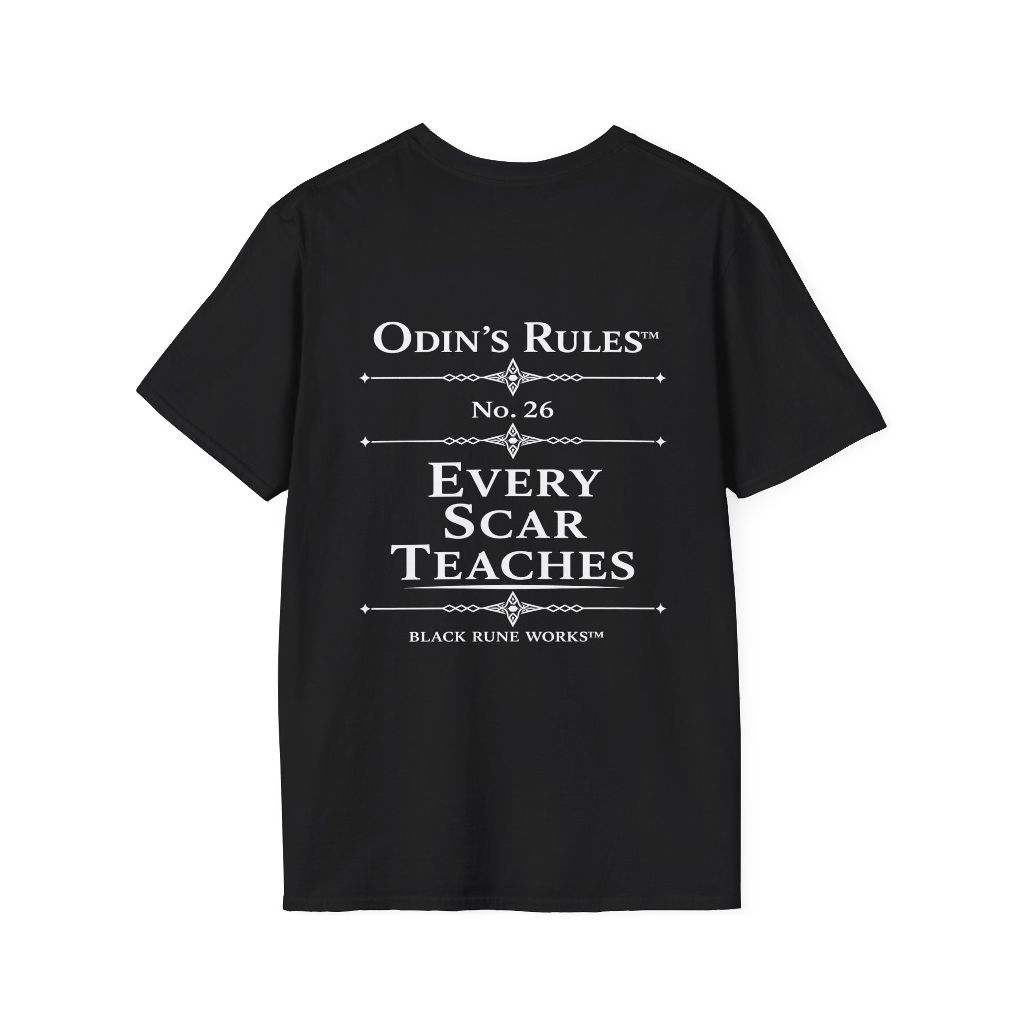 ODIN'S RULES™ Rule #26 | Every Scar Teaches | Viking Norse Warrior Shirt | Black Rune Works