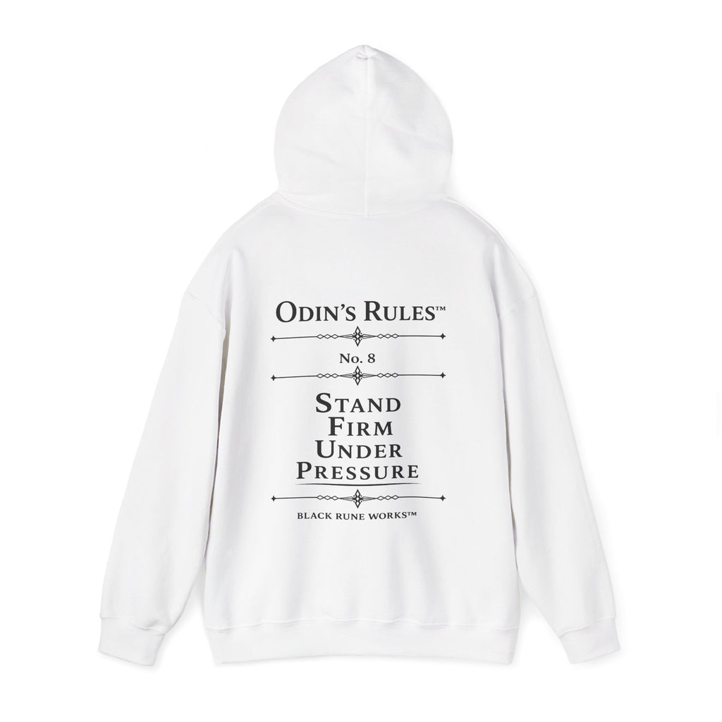 Odin's Rules™ Rule #8 | Stand Firm Under Pressure | Viking Norse Warrior Hoodie | Black Rune Works