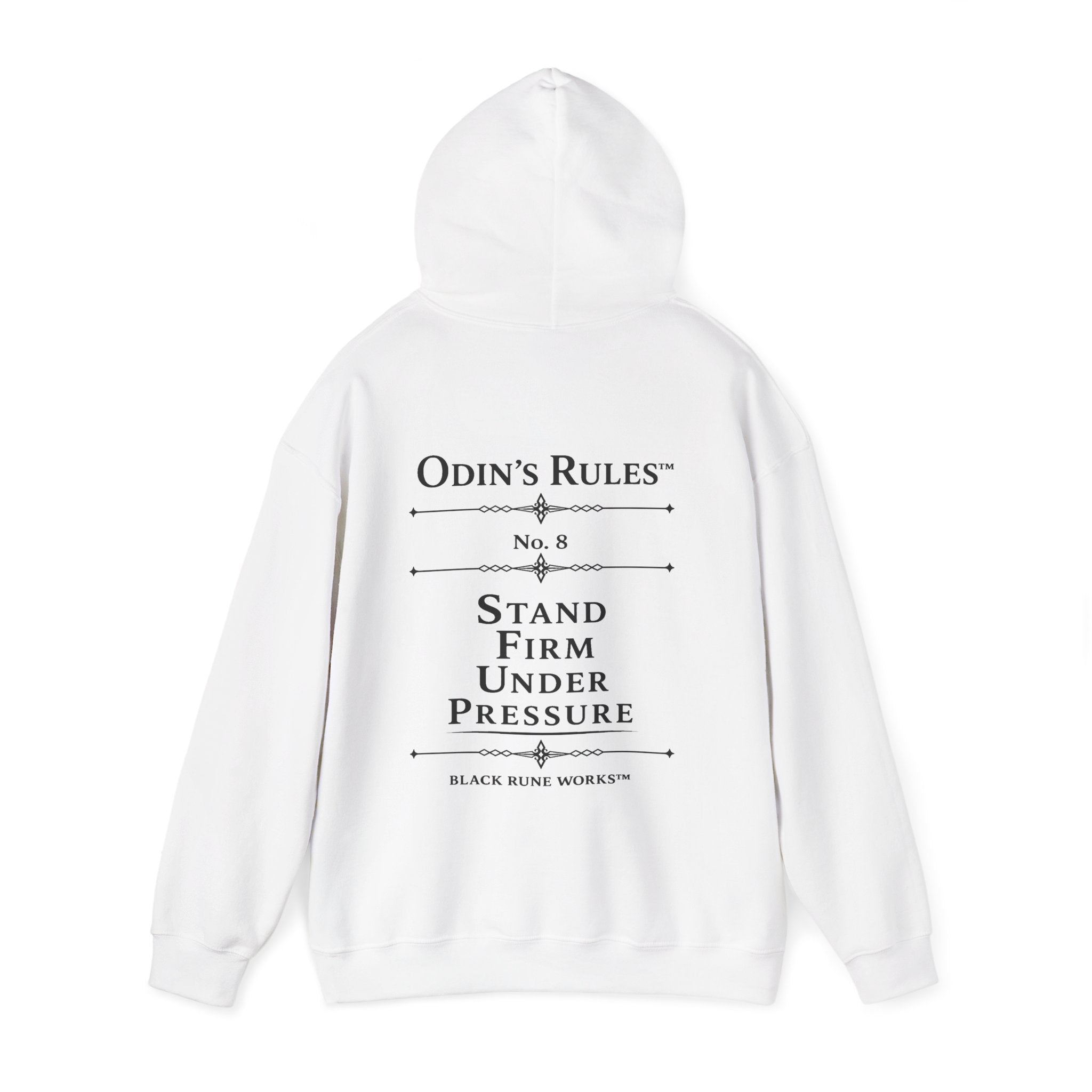 Odin's Rules™ Rule #8 | Stand Firm Under Pressure | Viking Norse Warrior Hoodie | Black Rune Works