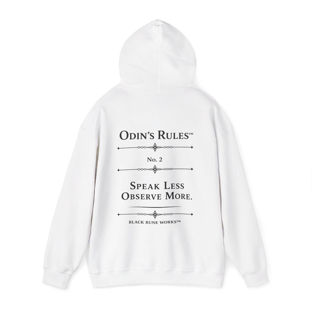 Odin's Rules™ Rule #2 | Speak Less, Observe More | Viking Norse Warrior Hoodie | Black Rune Works