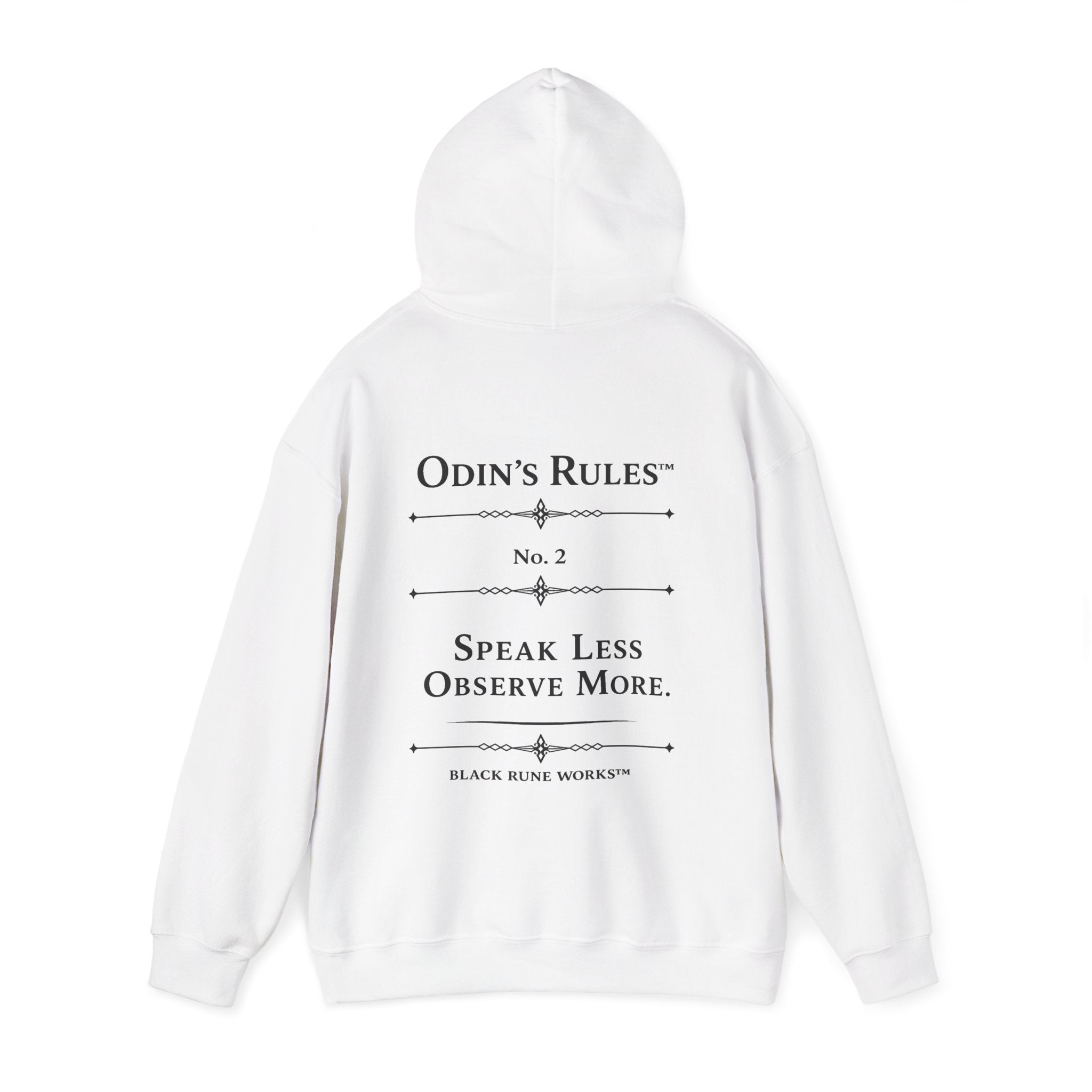 Odin's Rules™ Rule #2 | Speak Less, Observe More | Viking Norse Warrior Hoodie | Black Rune Works