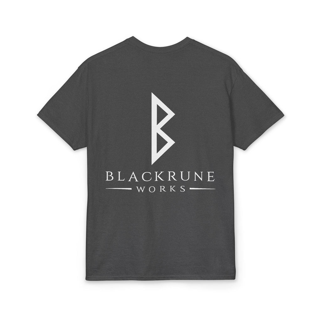 Black Rune Works Signature DryBlend T-Shirt Front and Back Logo
