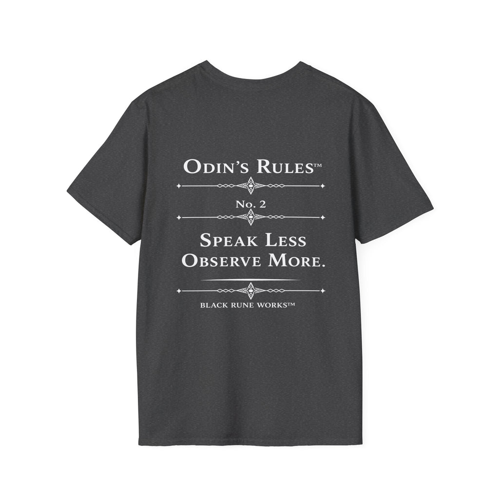 Odin's Rules™ Rule #2 | Speak Less, Observe More | Viking Norse Warrior Shirt | Black Rune Works