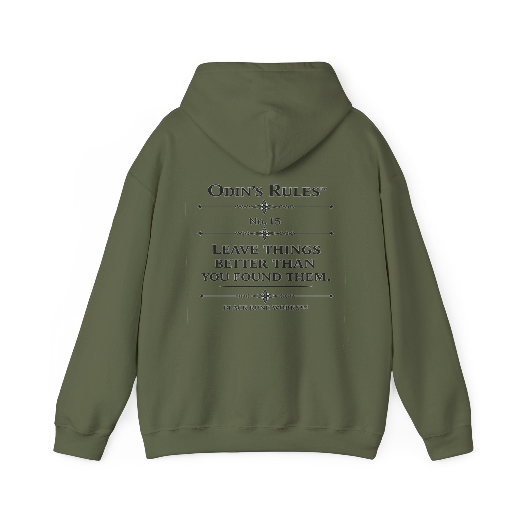 ODIN'S RULES™ Rule #15 | Leave Things Better Than You Found Them | Viking Norse Warrior Hoodie | Black Rune Works