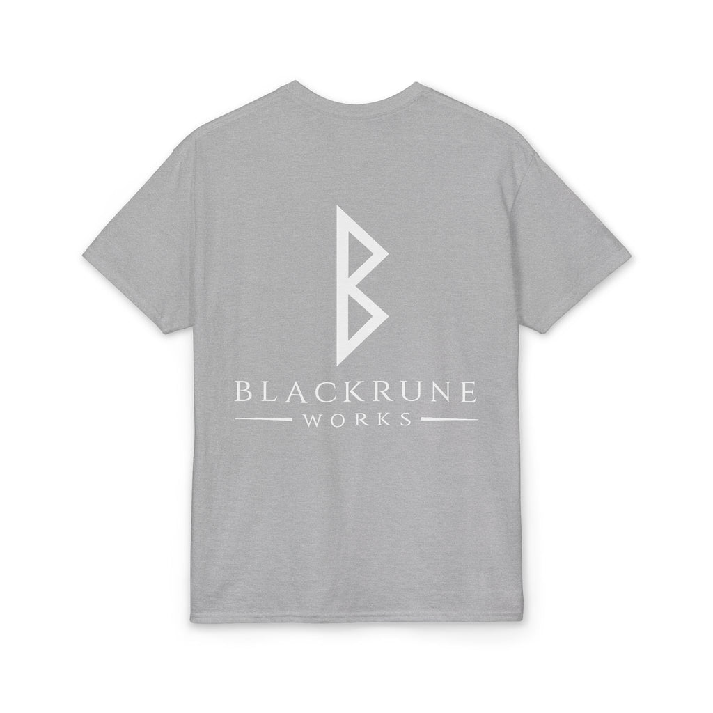Black Rune Works Signature DryBlend T-Shirt Front and Back Logo