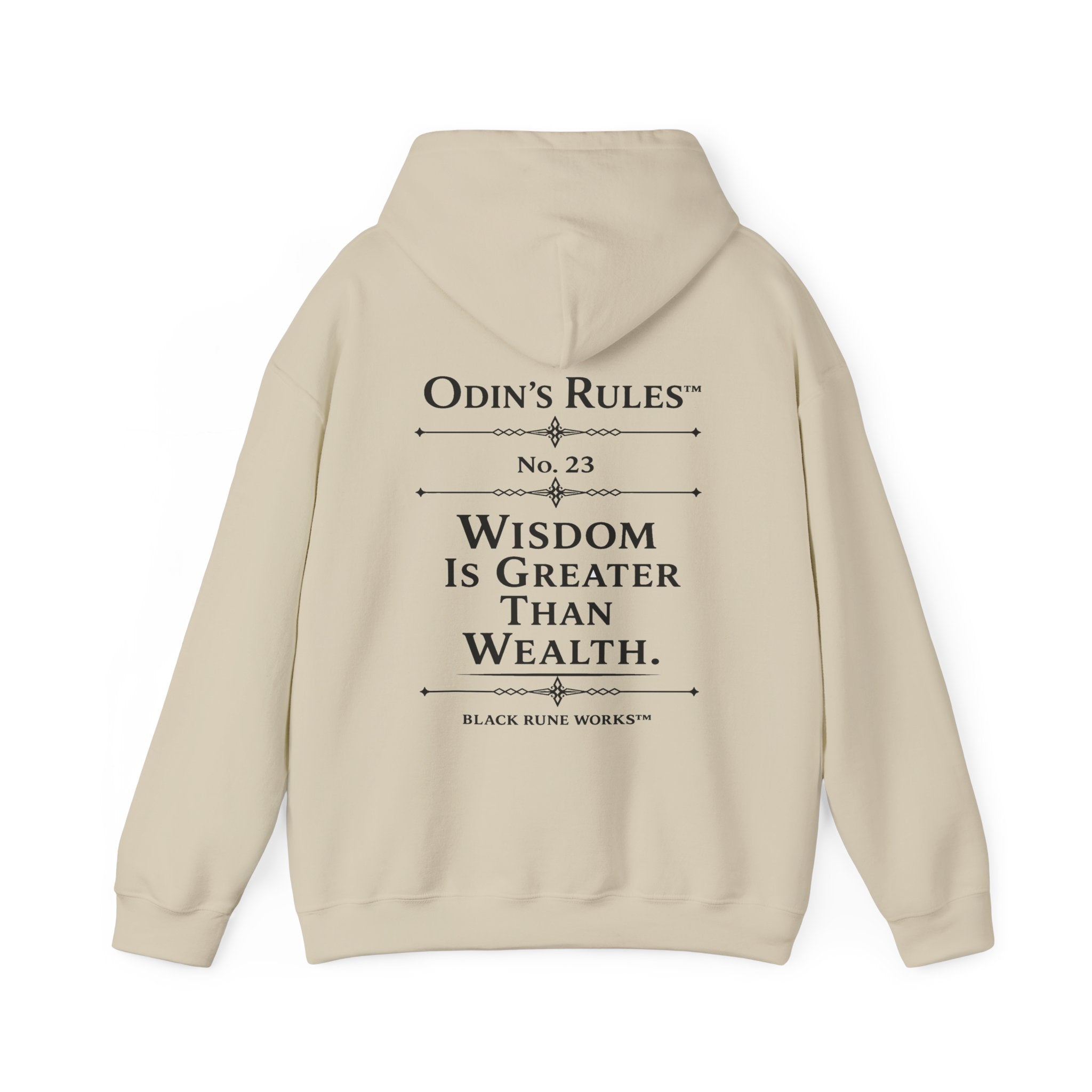 ODIN'S RULES™ Rule #23 | Wisdom Is Greater Than Wealth | Viking Norse Warrior Hoodie | Black Rune Works