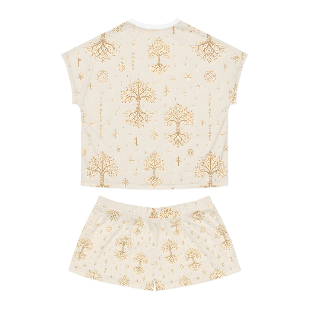 Women’s Cream & Gold Yggdrasil Short Pajama Set