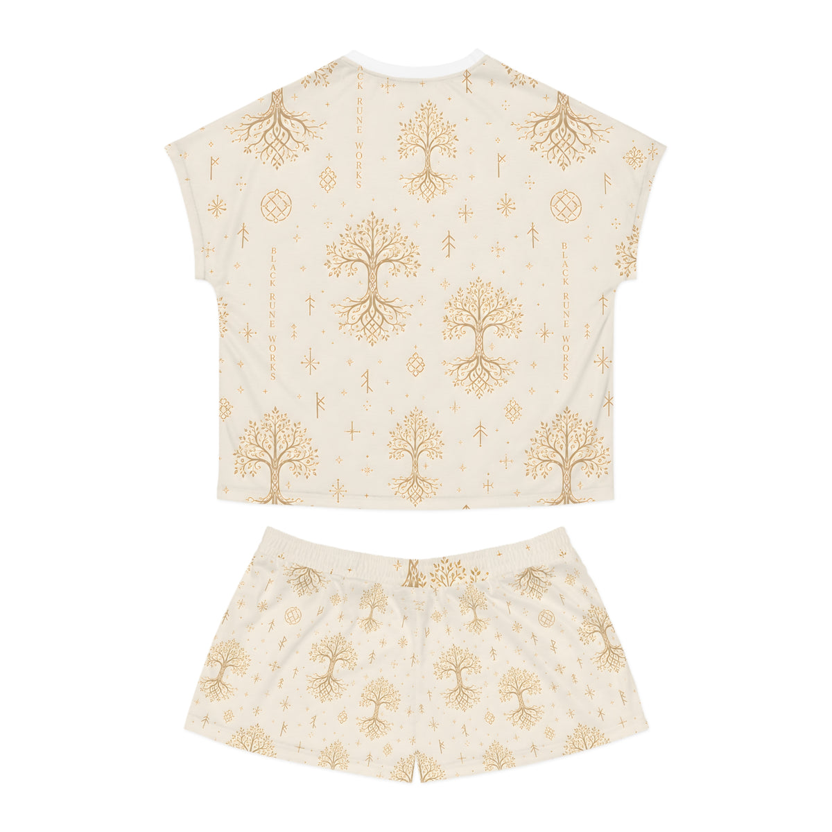 Women’s Cream & Gold Yggdrasil Short Pajama Set
