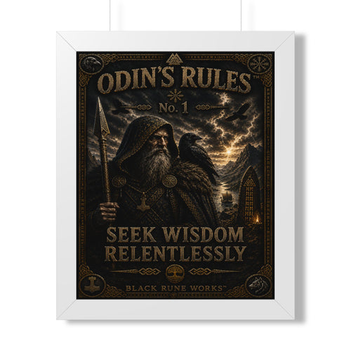 ODIN'S RULES™ No. 1 – Seek Wisdom Relentlessly Framed Poster
