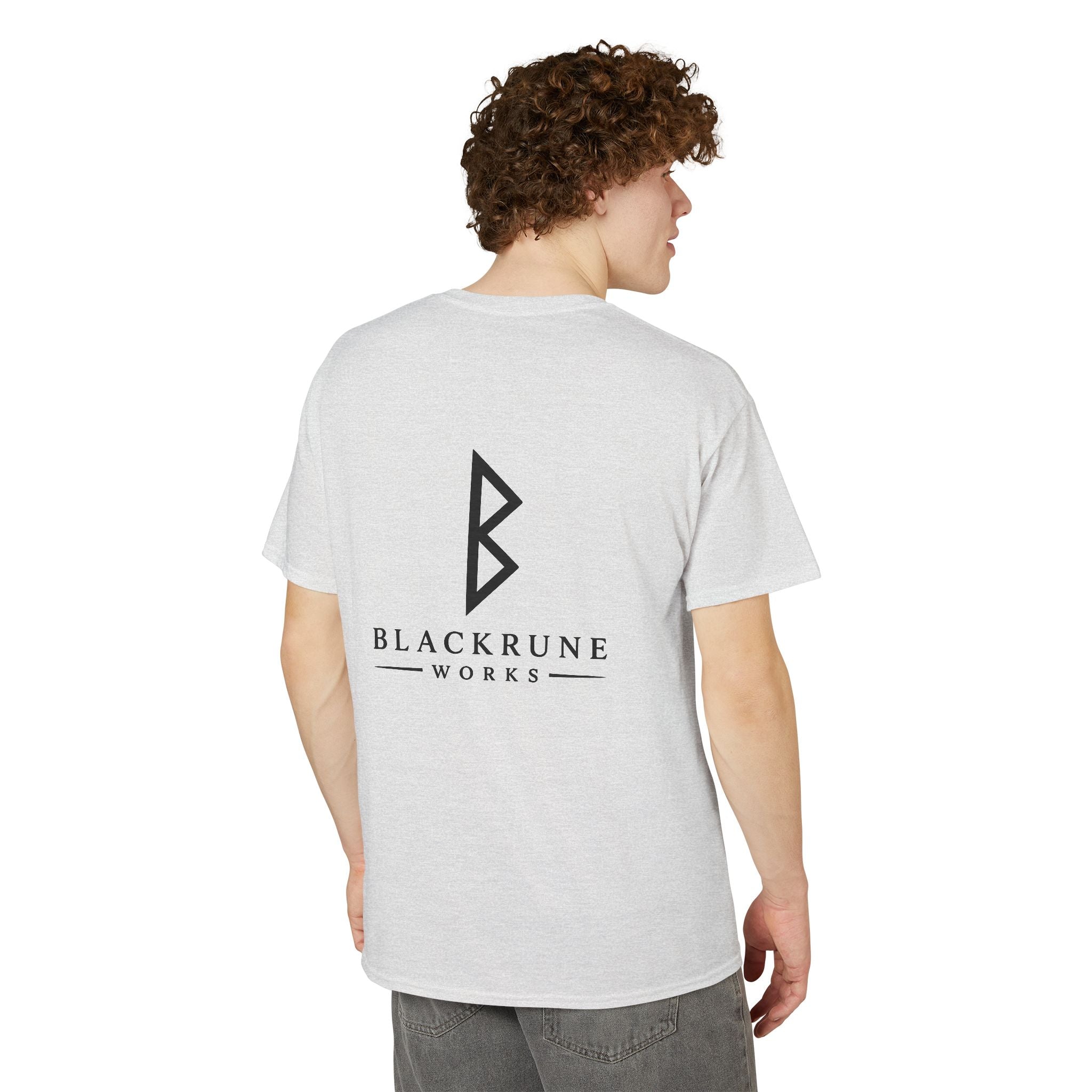Black Rune Works Signature DryBlend T-Shirt Front and Back Logo
