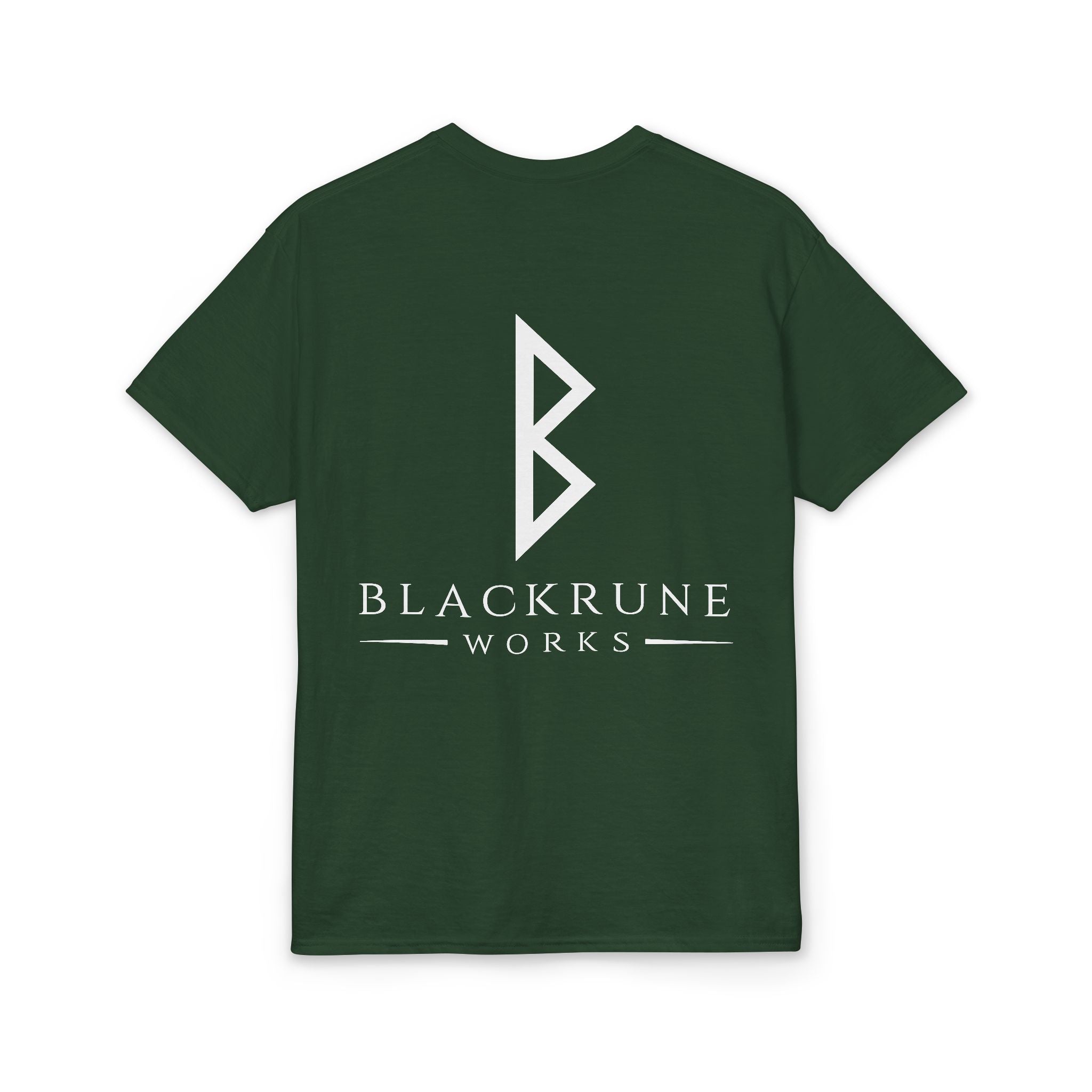 Black Rune Works Signature DryBlend T-Shirt Front and Back Logo