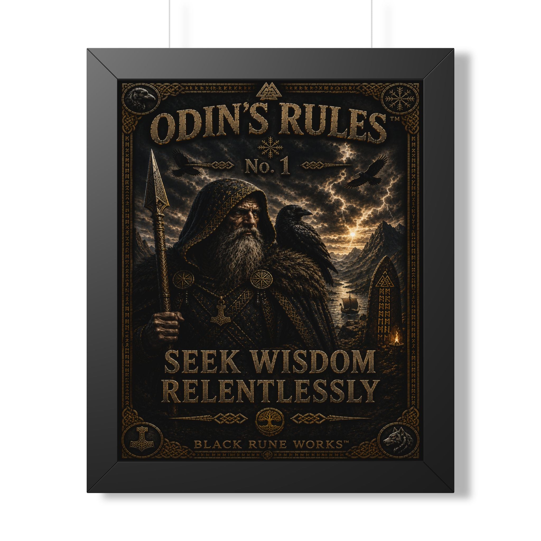 ODIN'S RULES™ No. 1 – Seek Wisdom Relentlessly Framed Poster