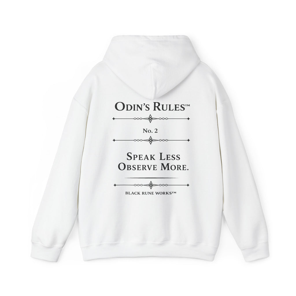 Odin's Rules™ Rule #2 | Speak Less, Observe More | Viking Norse Warrior Hoodie | Black Rune Works