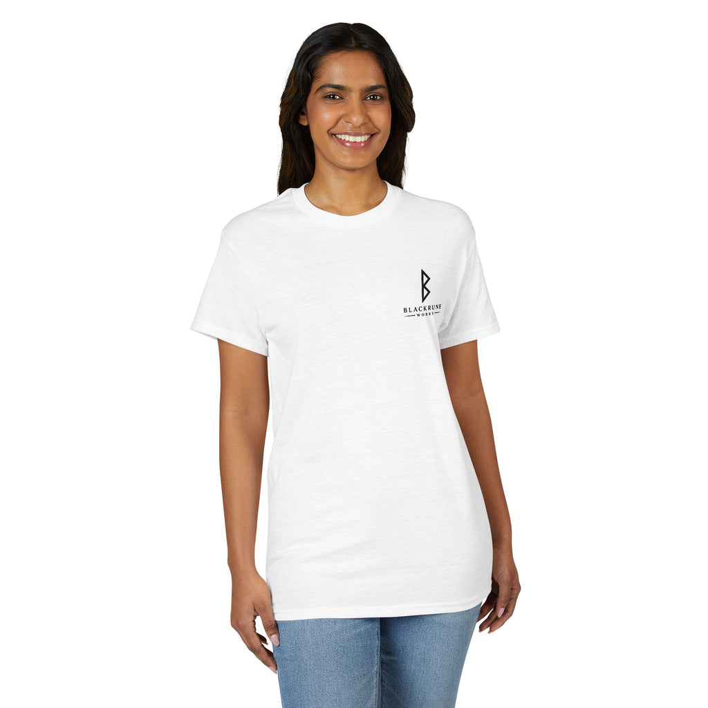 Black Rune Works Signature DryBlend T-Shirt Front and Back Logo