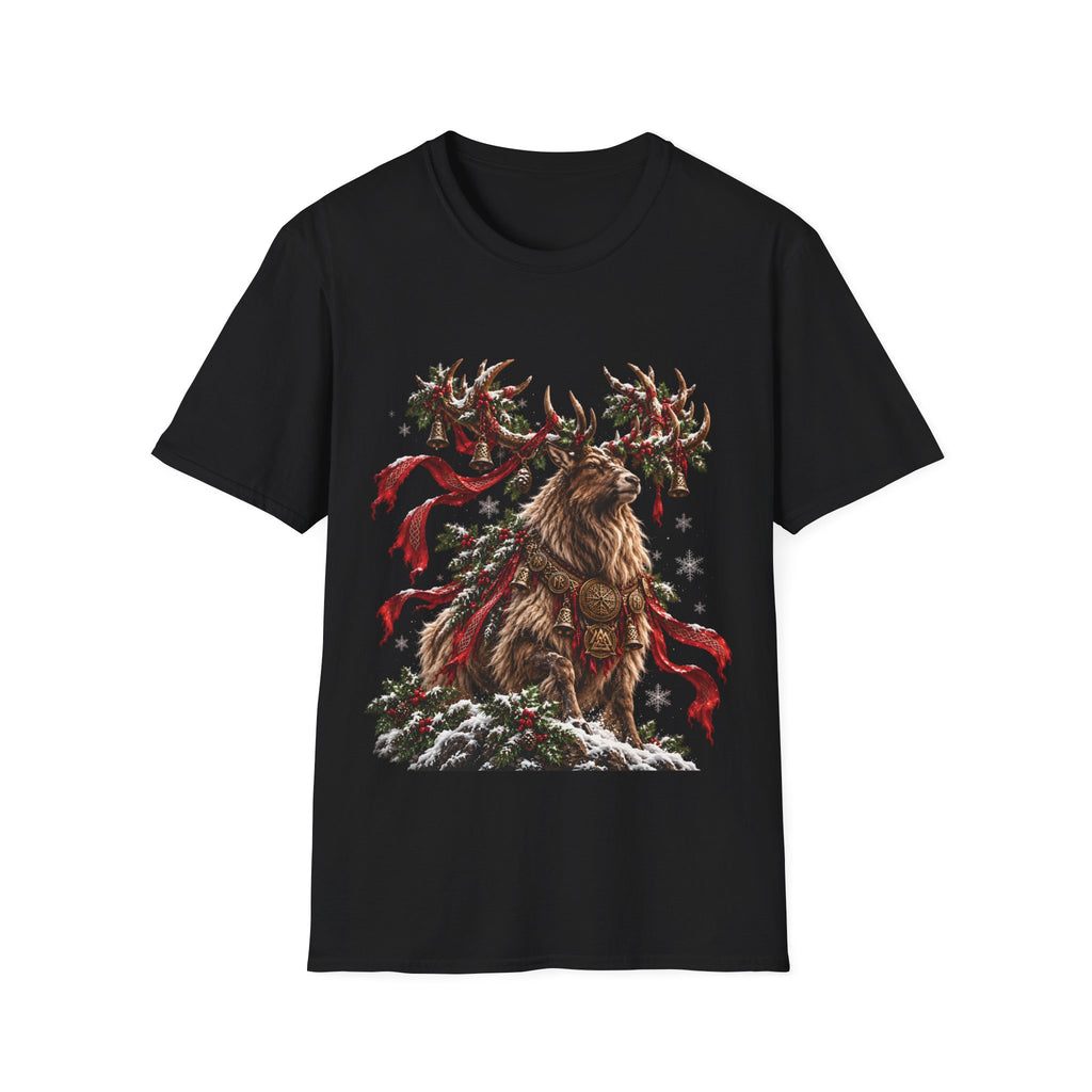 Nordic Yule Stag Christmas T-Shirt – Viking Winter Reindeer Holiday Tee